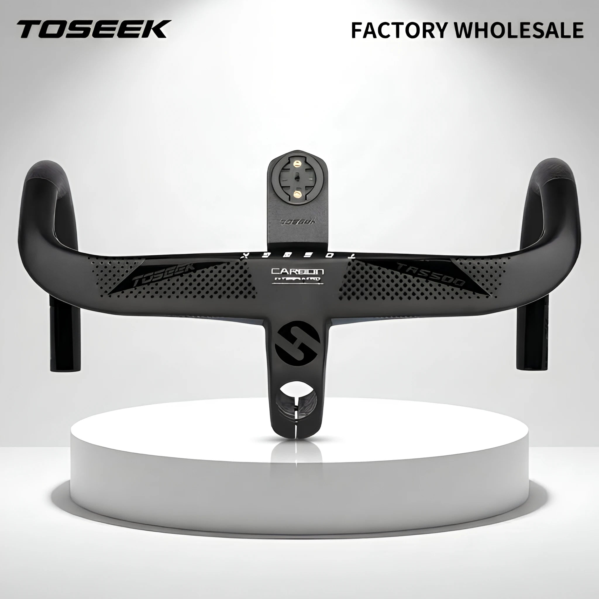 TOSEEK Factory Wholesale Carbon Fiber Integrated Road Bike Handlebar 28.6mm Stem Diameter Free Bike Computer Mount Bicycle Parts