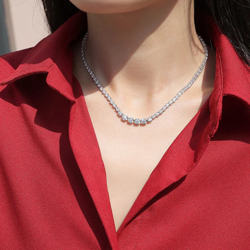 Luxury 925 Sterling Silver 4mm 1.2 Carats Moissanite Diamonds Choker Tennis Chain Necklace for Women Premium Product Category