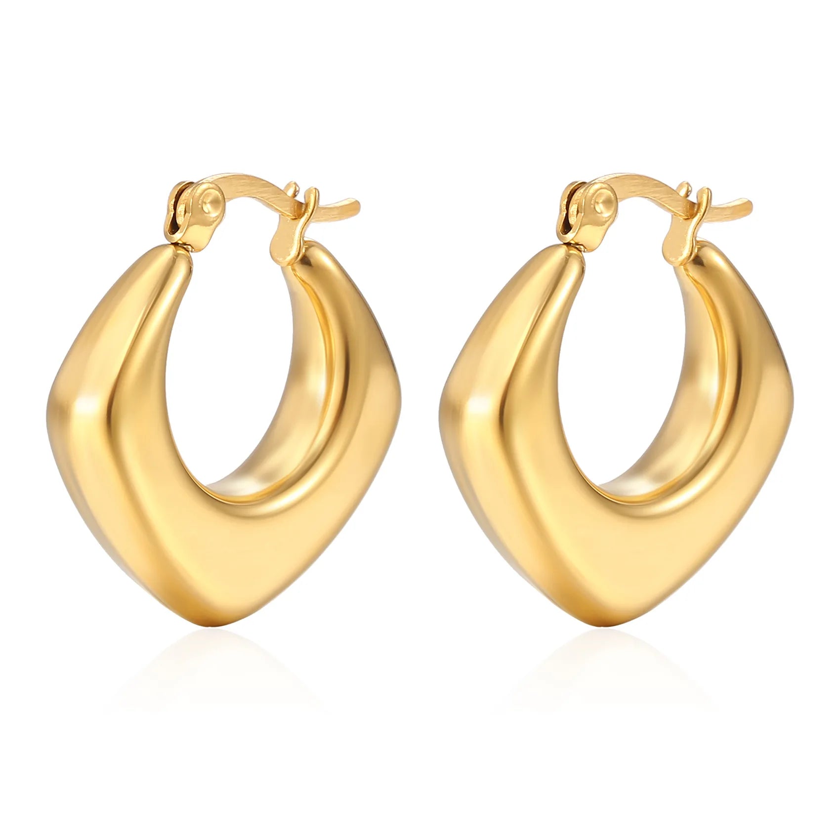 Women's Luxury Fashion Stainless Steel Hoop Earrings Wholesale Bulk Custom Hypoallergenic Waterproof Gold Plated for Weddings