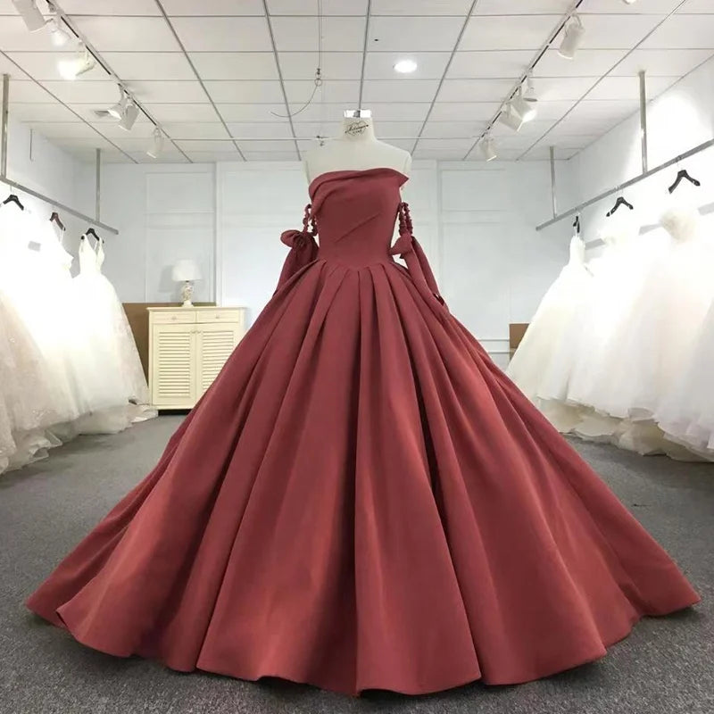 9583 Hot Sale Elegant Red Satin Vintage Sleeveless Women'S Evening Dress