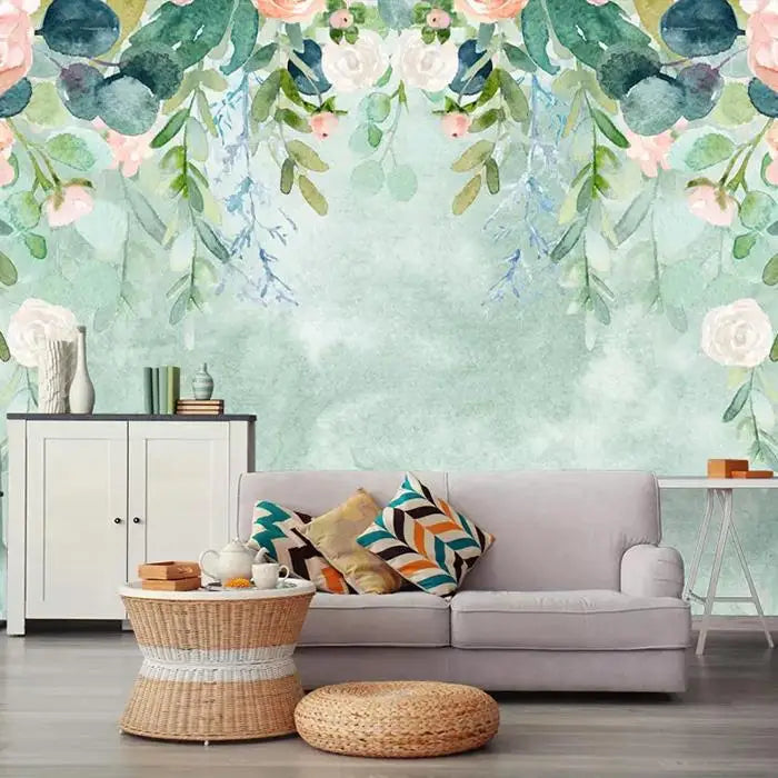 Nordic Style Modern Simple Fresh Hand-Painted Woods Pastoral Mural Living Room Bedroom Background Wall Cloth Wallpaper