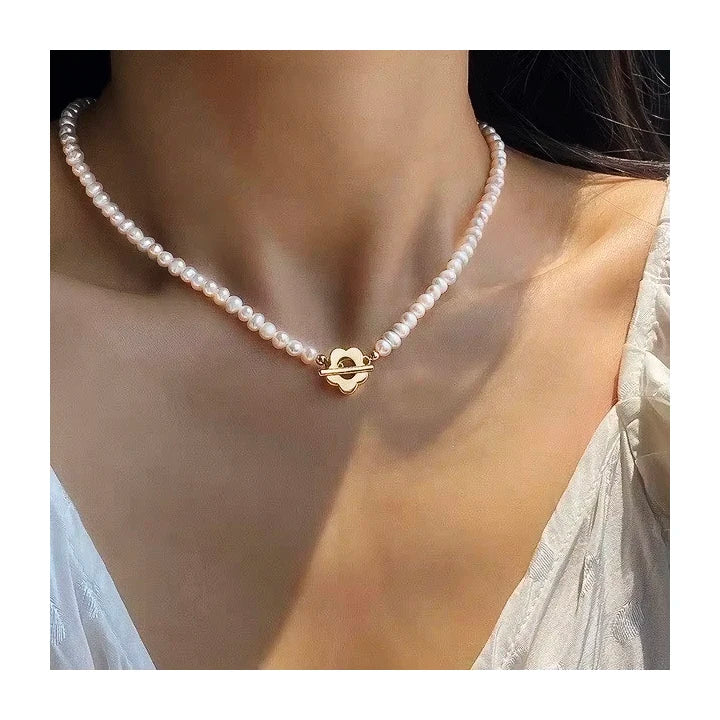 Latest Trends Women's 14K Gold Plated Long round Natural Freshwater Pearl Necklace Fine Jewelry Necklace