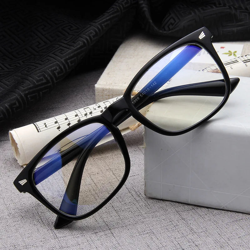 Unisex 2pcs Trendy Luxury Blue PC Customised Optical Glasses Light Eyeglasses Frame for Men and Women