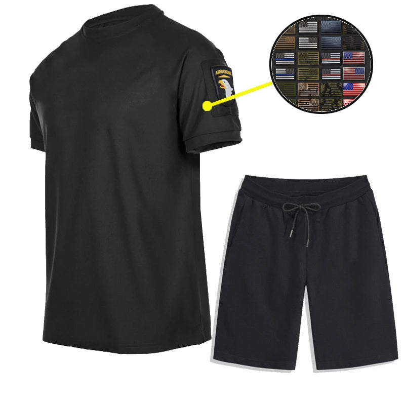 Custom Logo Cotton 15 Colors Hot Sale Tracksuits for Men Graphic T Shirt Short Sets Two Piece Clothing Training & Jogging Set