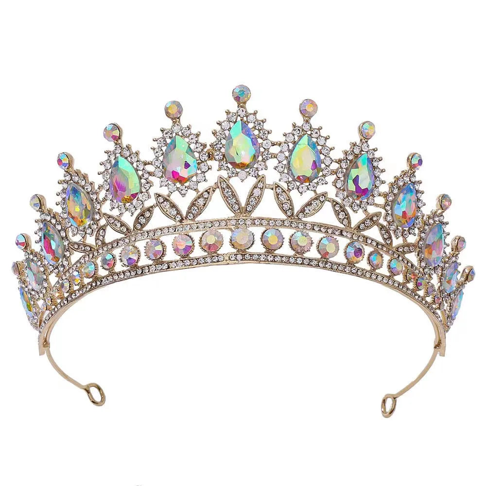 Bridal Tiara Baroque Crystal Water Drop Diamond Princess Tiara Wedding Dress Accessories