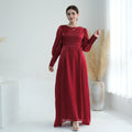 2026 New Arrivals Adjustable Waist String Style Long Sleeve Abaya Muslim Elegant Maxi Wrap Shinny Fabric Dresses