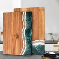 Acacia Wood and New Resin Cutting Board Wave Spliced Design Kitchen Fruit and Steak Board for Chopping Rectangle Wooden Boards