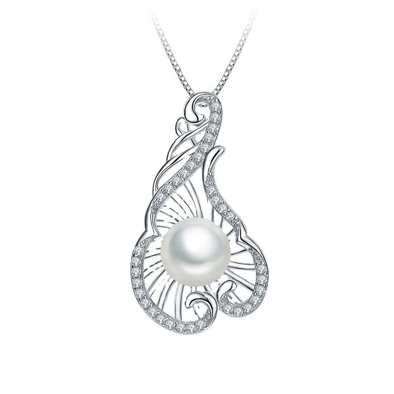 Sterling Silver Pearl Pendant Necklace Sets Fresh Water Pearls Sterling Silver S925 for Women Jewelry