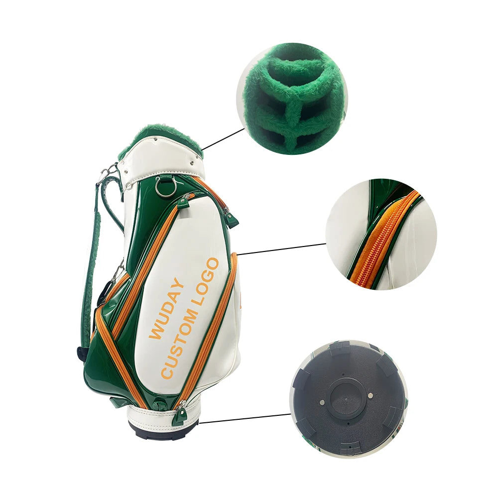 Wholesale Custom Golf Bag Premium Golf Tour Bag Green PU Tour Bag 6 Dividers