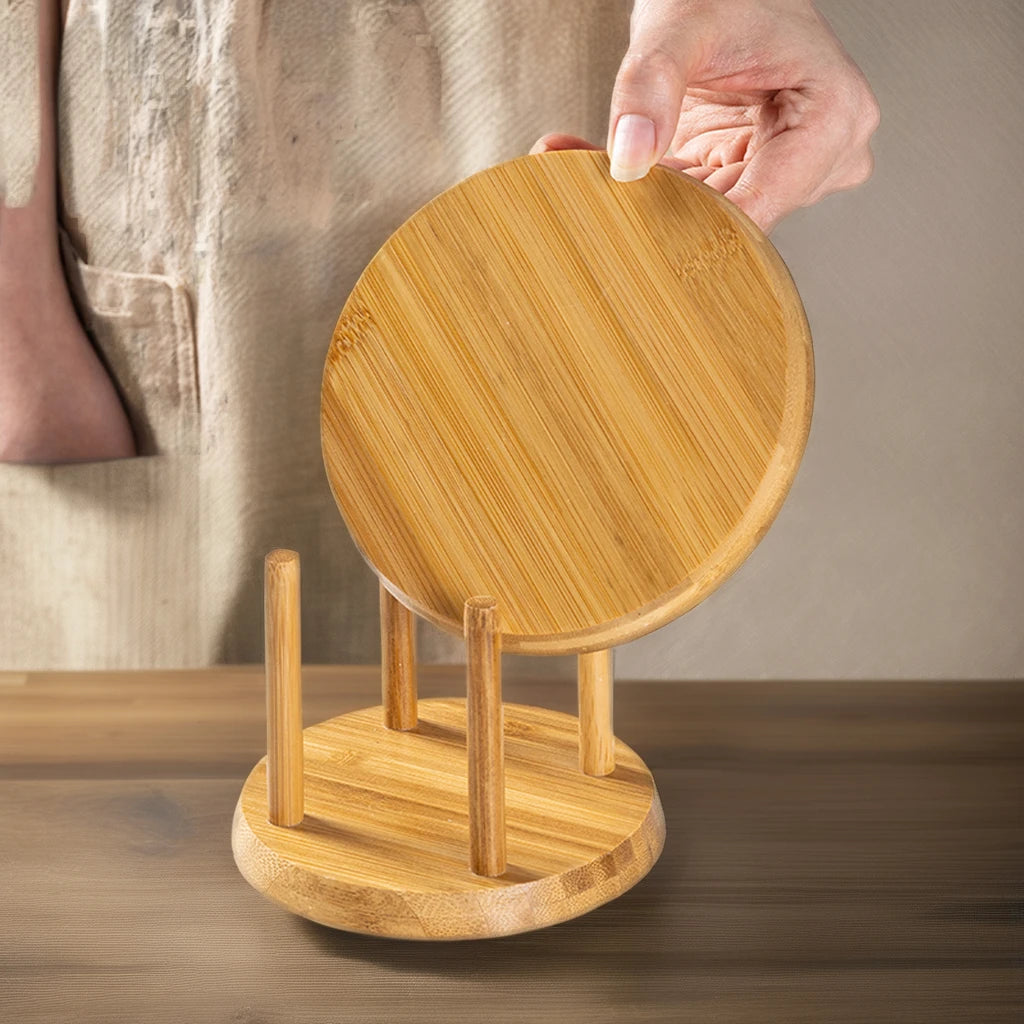 Natural Bamboo Baby Bottle Drying Rack Standing Type Kitchen Storage Multifunctional Insulation Pad