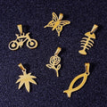 In Stocks Custom Animal Butterfly Necklace Charm Stainless Steel Luxury Jewelry Rose Flower Charm Bicyclependants for Men