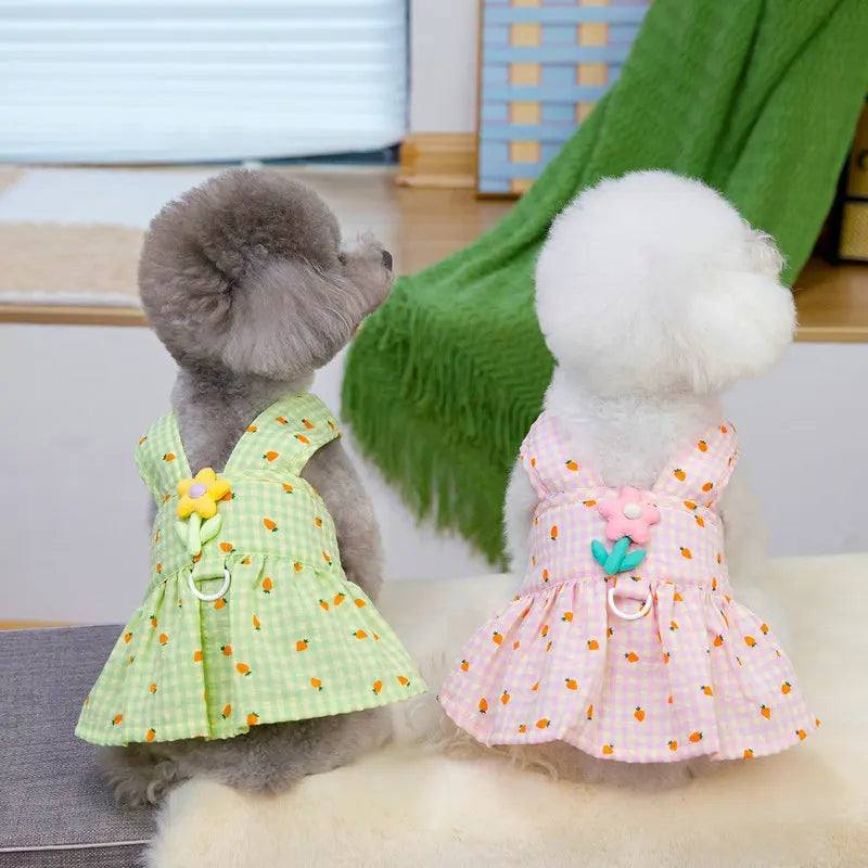 Spring Summer New Dog Dress Clothes for Dogs Cats Skirt With Traction Ring Puppy Clothing Pet Dress Dog Clothes