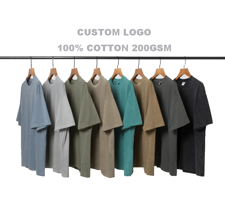 Evertop Custom Washed Vintage T-Shirt Oversized Unisex Cotton Heavyweight Graphic Big Tal Men's Graphic OEM T-Shirt Knitted