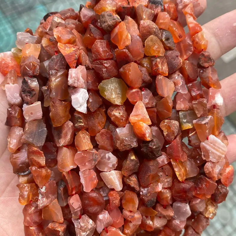Wholesale Natural Raw Stones 8-10mm Irregular Freeform Rough Red Agate Stone Beads
