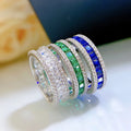 925 Sterling Silver Jewelry Supplier Borderless Princess Cut Full Diamond Micro-PavÃ© Ring
