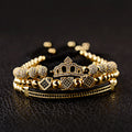 Luxury Women Men Zircon Crown Bead Macrame Adjustable Queen King Couple Bracelet for Women Men