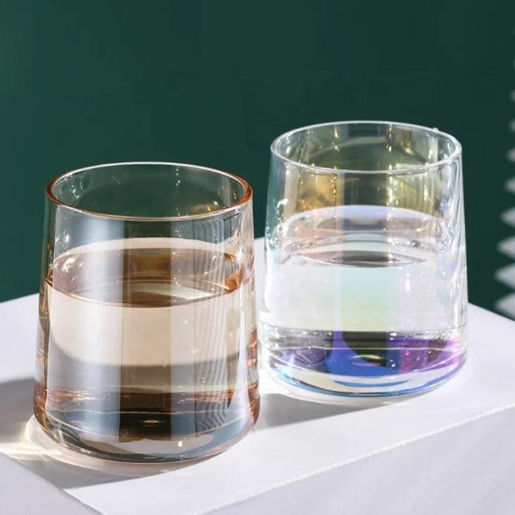 Koi 250ML Round Shape Amber Smoky Grey Gold Rim Colored Glass Water Cups for Restaurant