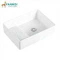 Factory Direct Selling Ceramic Washing Machine Rectangular Countertop Laundry Basin Side Drain Sink Washbasin With Washboard