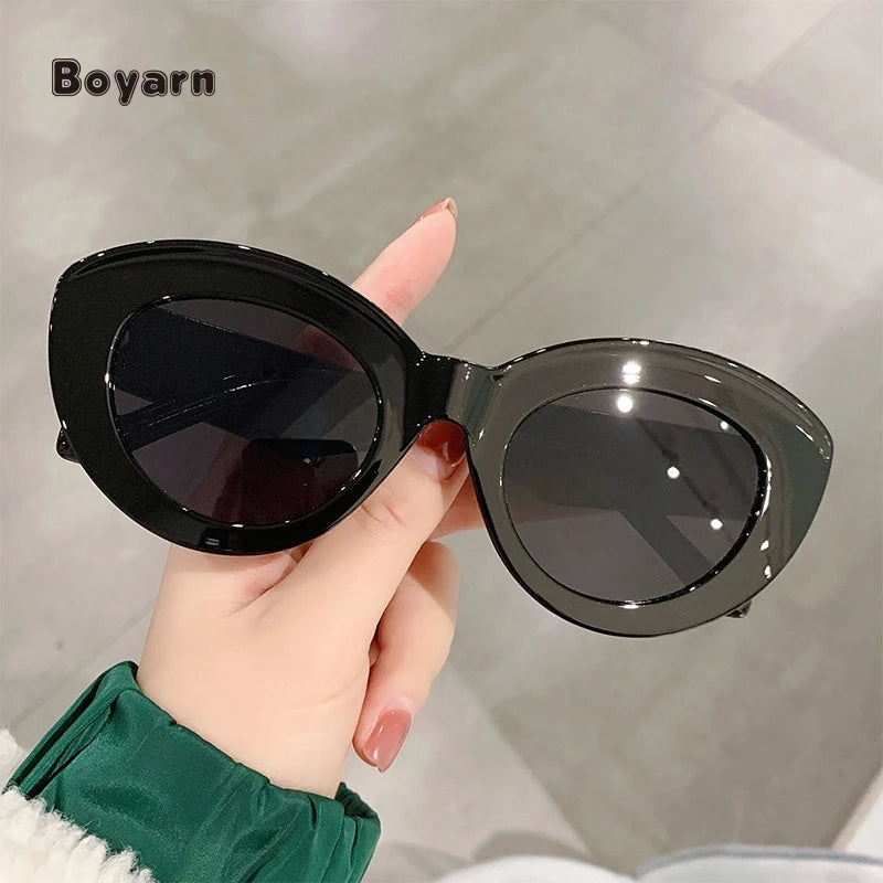 Boyarn Retro Round Frames  Designer Sunglasses Wholesale Wide Frame Pc Women Cat Eye Eyewear 2022 Shades