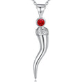 Merryshine 925 Sterling Silver 18K Gold Plated Vermeil Italian Lucky Amulet Horn Pendant Necklace for Men