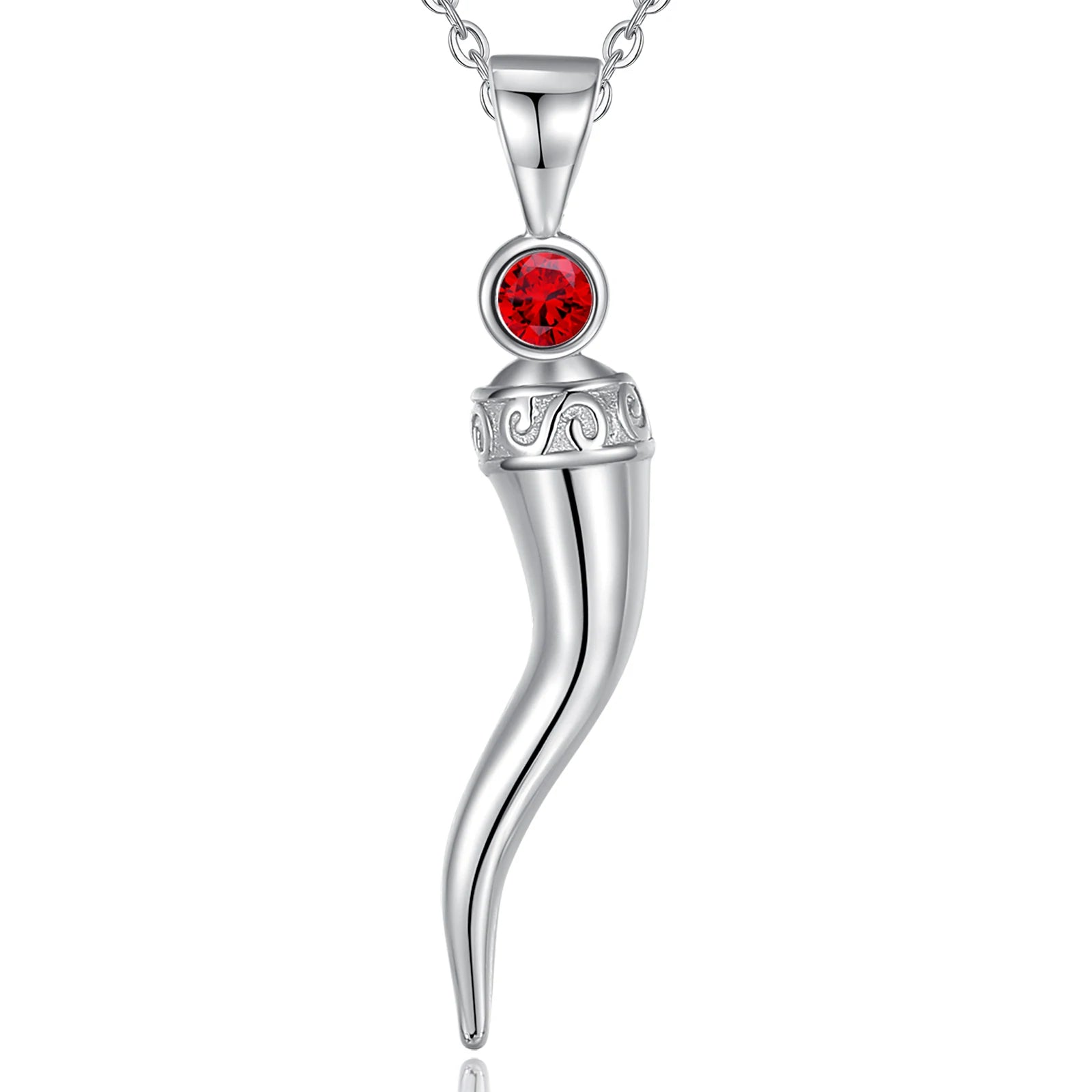 Merryshine 925 Sterling Silver 18K Gold Plated Vermeil Italian Lucky Amulet Horn Pendant Necklace for Men