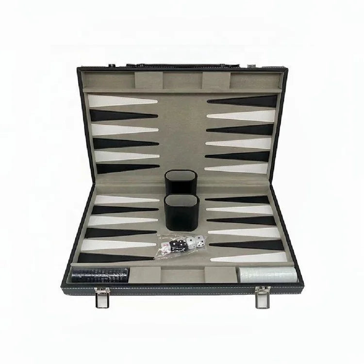 Luxury Chess Game Set with Chips Dices Dice Cups Travel Leather Professional Backgammon