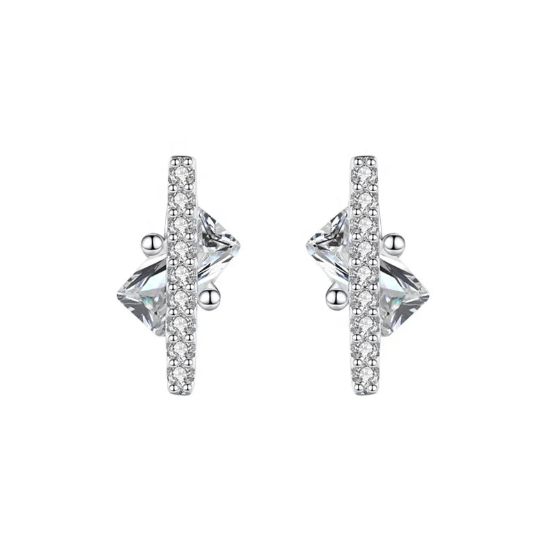 ED2170 925 Sterling Silver Zircon Diamond Earring Women Simple Ins Popular Stud Earrings New Jewelry