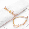 Hot Sale Muslim Religion Napkin Rings Holder Alhamdulillah Bismillah Letter Metal Serviette for Parties Stocked