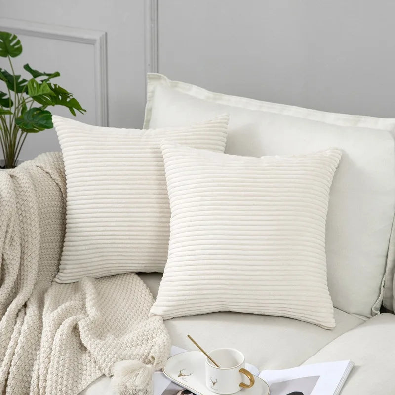 Supersoft Corduroy Cushion Cover Home Decor Pillow Covers Plain Striped Throw Pillow Case for Sofa Bed Living Room Decoration
