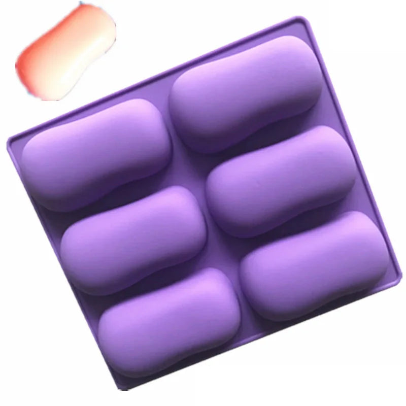 6-Cavity Bone Shape Handmade Silicone Soap Molds BPA-Free Cake Mold for Soap Making Packaged in OPP Bag