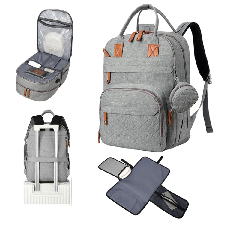 Factory Custom 3 in 1Diaper Bags Set Wickeltasche OEM ODM Mommy Nappy Backpack Bag Sac a Langer with Changing Mat