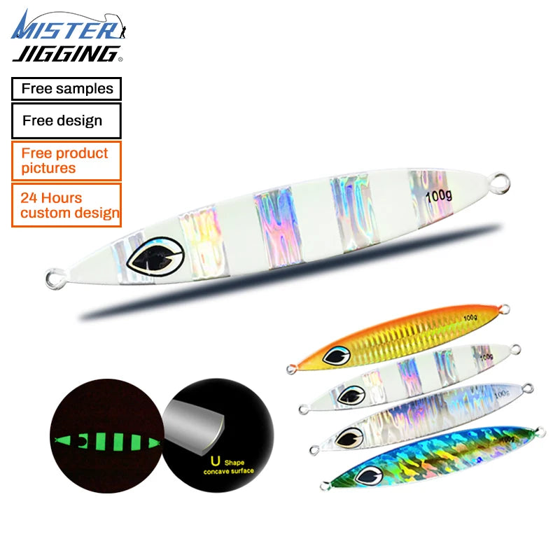 MISTER JIGGING OEM 56g 100g 170g Metal Jig Fishing Lure Manufacturing Saltwater Artificial Lead Jig Fishing Lure