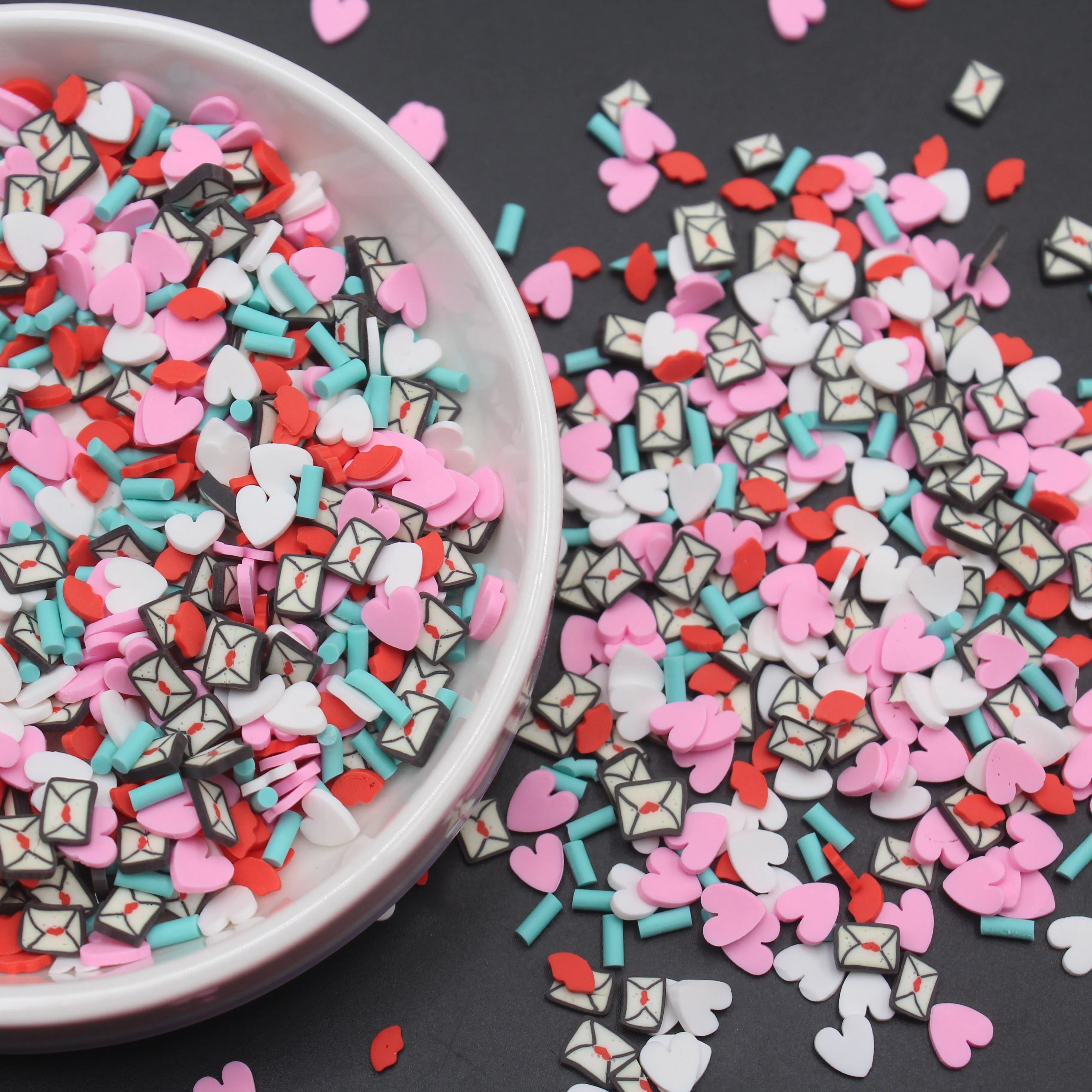 Wholesale Polymer Clay Valentine Series Love Envelope Assorted Slices Sprinkles Figurine DIY Nail Art Decoration Non-toxic 5mm