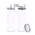 In Stock Stainless Steel White Blank 20 Oz Skinny Tumblers for Sublimation Straight Sided with Lid