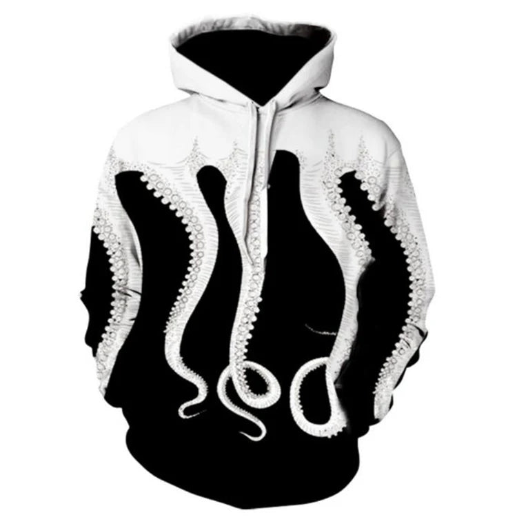 Autumn Men Hoodies Causal 3D Octopus Printed Pullover Men Women Causal Hooded Sweatshirts Unisex Fashion Hoodies With Pocket