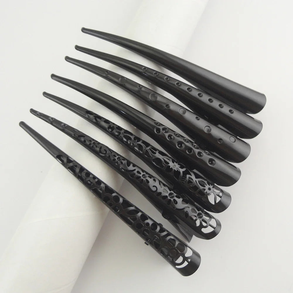 13cm Black Filigree Flower Metal Beak Clip Salon Hair Section Hairpins for Women Hairdressing Large Alligator Hair Clip