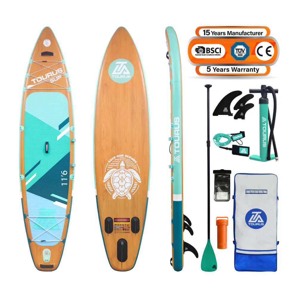 TOURUS Dropshipping OEM China Factory 11' Hot Sale sup Board Wooden Inflatable Paddle Board