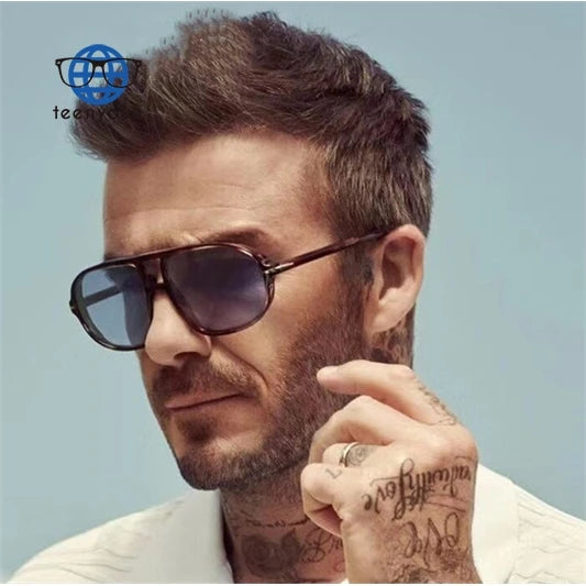 Teenyoun Eyewear Mirror Lens Shade Double Bridge Band Metal Full Frame Mens Unisex Driving Sunglasses 2023 New