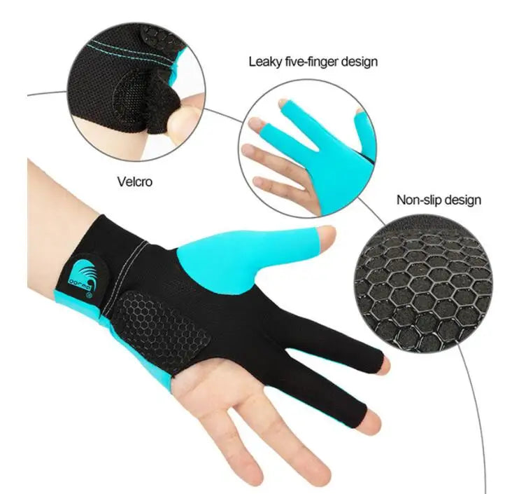 New Design Three Fingers Gloves Smooth Durable Elastic Table Tennis Billiards Gloves
