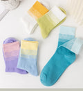 WUYANG FACTORY Gradient Women Socks Fashion Crew Stockings Breathe Freely Color Matching Stockings