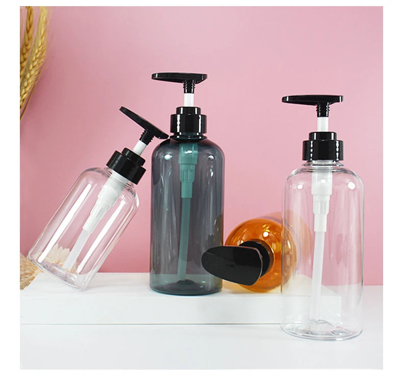 Deluxe 300ML/500ML round PET Plastic Packaging Container Empty Shampoo/Conditioner Body Wash Bottle Pump Sealing for Lotion Use
