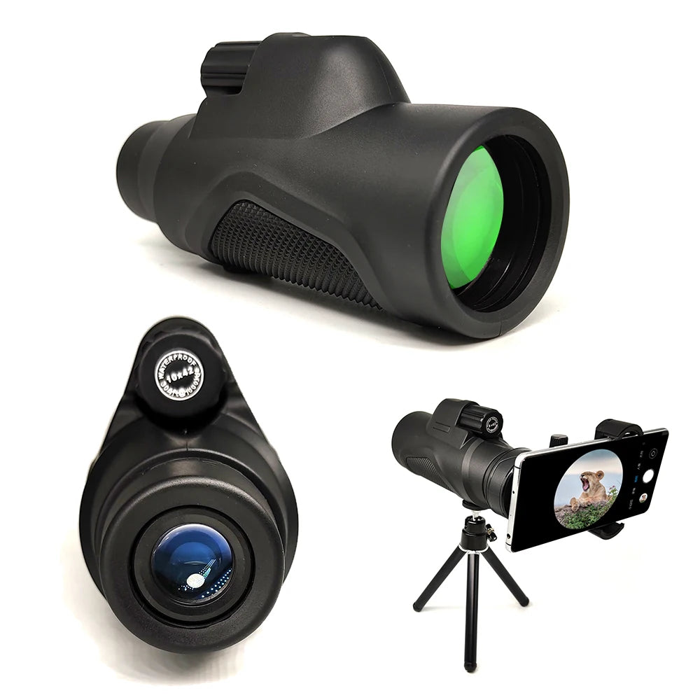 Monocular Telescope 10x42 High Power Monoscope with BAK4 Prism Dual Focus IPX7 Waterproof Mono Scope for Adults