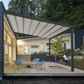 Outdoor Awning Motorized Folding PVC Roof Aluminum Frame Waterproof Roof PVC Retractable Pergola