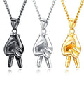 Punk Rock Creative Personality Jewelry Stainless Steel Victory Gesture Gold Silver Black Hand Pendant Necklace for Men
