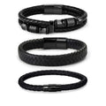 SC Fashion Simple Leather Bracelet Braided Genuine Leather Men Bracelet Stainless Steel Wholesale Leather Bracelet for Men