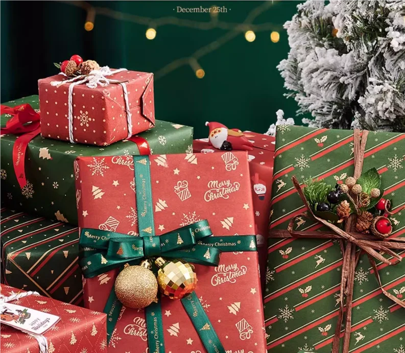 Christmas Gift Wrapping Paper High-end Gift  Large-sized Wrapping  Book Leather Paper Bouquet Packaging Paper