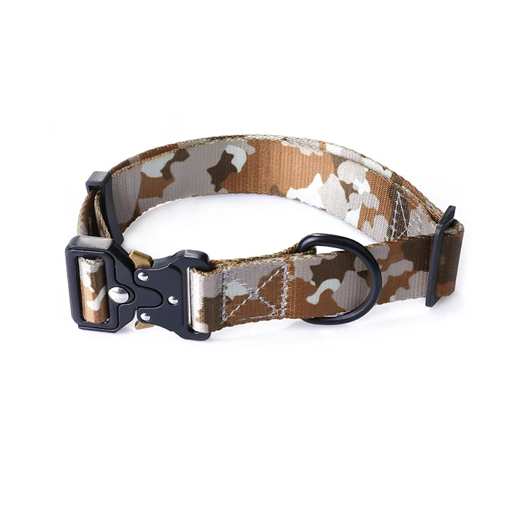 MIDEPET Custom Logo Dog Collar Heavy Duty Tactical Camouflage Print Adjustable OEM Buckle Pattern Ribbons Quick Release