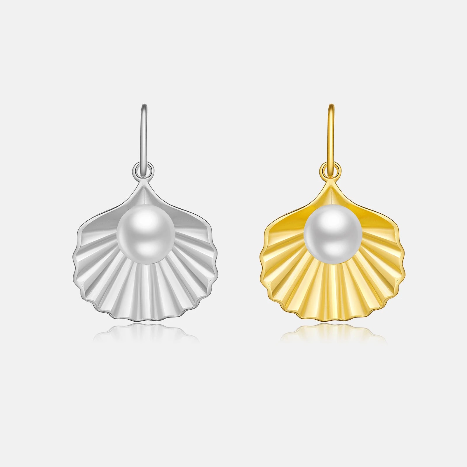 FUAMAY 925 Sterling Silver DIY Jewelry Necklace Charm Pendant 18K Gold Plated Shell Shape Pendant With Pearl