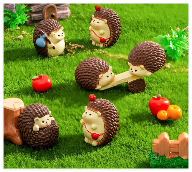 Gifts and Crafts Decoration Miniature Garden 3D Cartoon Resin Hedgehog Animals Blind Bag Surprise Playdough & Slime Kid Toy