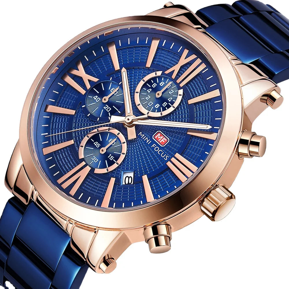 2021 MINI FOCUS 0219 Quartz Watch Men Luxury Watches Mens Top New Chronograph Wristwatch Steel Strap Clock Reloj Hombre